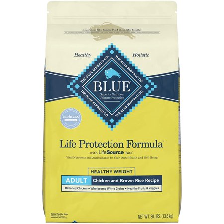 Blue Buffalo Life Protection Formula Healthy Weight Chicken and Brown Rice Dry Dog Food for Adult Dogs  Whole Grain  30 Lb. Bag