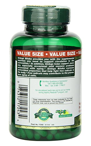 Nature's Bounty Ginkgo Biloba 60 Mg, 200 Capsules thumbnail