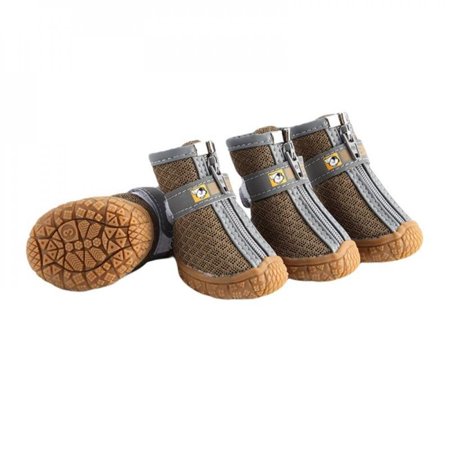 Left Wind Pet Anti-slip Breathable Wear-resistant Shoes (ventilation 0701 Nine-hole Net) 5 PCS Brown
