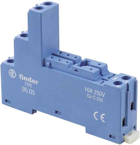 Finder 95 8 Way 250 V Ac Screw Relay Socket, for Use with 40.51 Series Relay, 40.52, 40.61, 44.52, 44.62