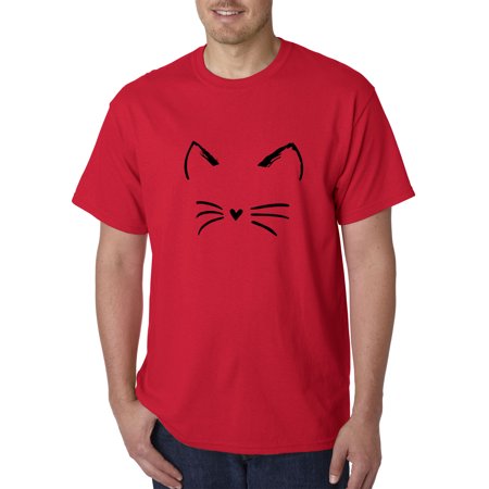 Source One 1128 - Unisex T-Shirt Cat Whiskers Silhouette Heart Nose Medium Red