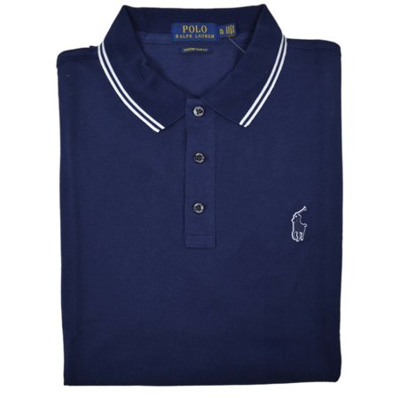 New Polo Ralph Lauren Men S Cotton Striped Collar Polo/67 Shirt Navy Sz XL 3251-6