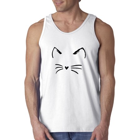 True Way 1128 - Men S Tank-Top Cat Whiskers Silhouette Heart Nose XL White