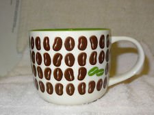 Starbucks New Bone China Purple & Green Coffee Bean Ceramic Mug 12 Oz 2009 thumbnail
