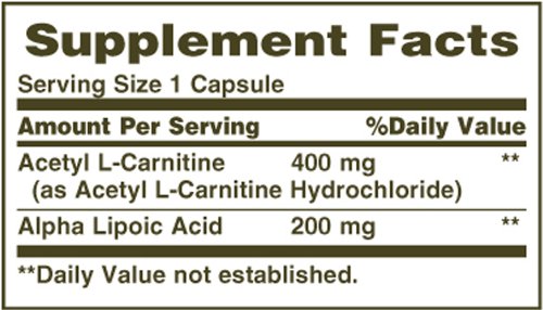 Nature's Bounty L-Carnitine 400 Mg & ALA 200 Mg, 30 Capsules