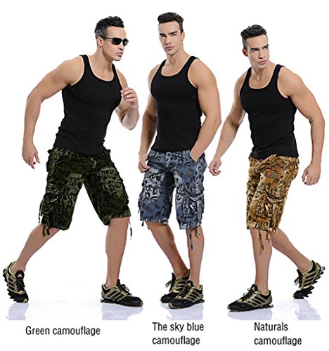 CATERTO Men's Retro Cargo Shorts(Blue,29)