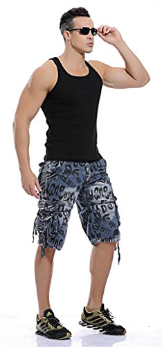 CATERTO Men's Retro Cargo Shorts(Blue,29) thumbnail