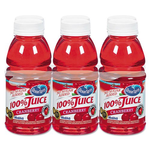Ocean Spray - 100% Juice, Cranberry, 10oz Bottle, 6/Pack 00066 (DMi PK