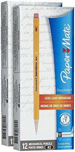 Paper Mate Sharpwriter Mechanical Pencils, 0.7mm-Yellow-12 Ct, 2 Pk Size: 24 Pencils Color: Yellow, Model: WXB-076B, Office/School Supply Store