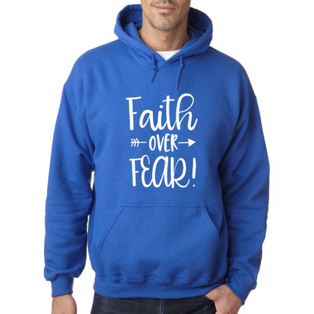 True Way 1253 - Adult Hoodie Faith Over Fear Script Sweatshirt Large Royal Blue