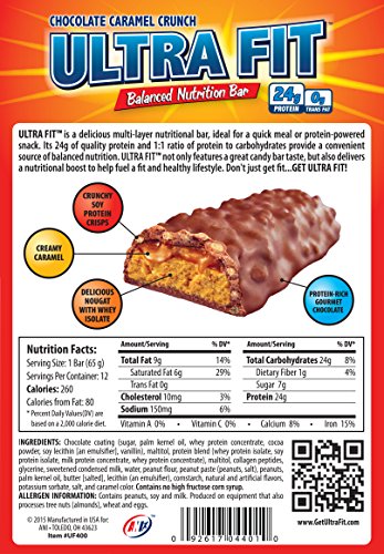 ULTRA FIT Chocolate Carmel Crunch 24g Protein Bar - 12 Count thumbnail