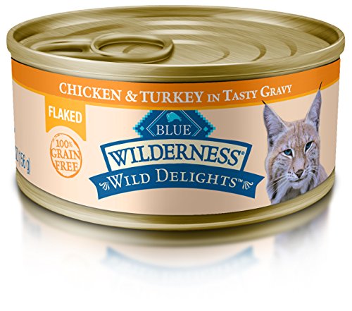 Blue Buffalo Wilderness Wild Delights High Protein Grain Free Natural Adult Flaked Wet Cat Food with Chicken & Turkey - 5.5oz thumbnail