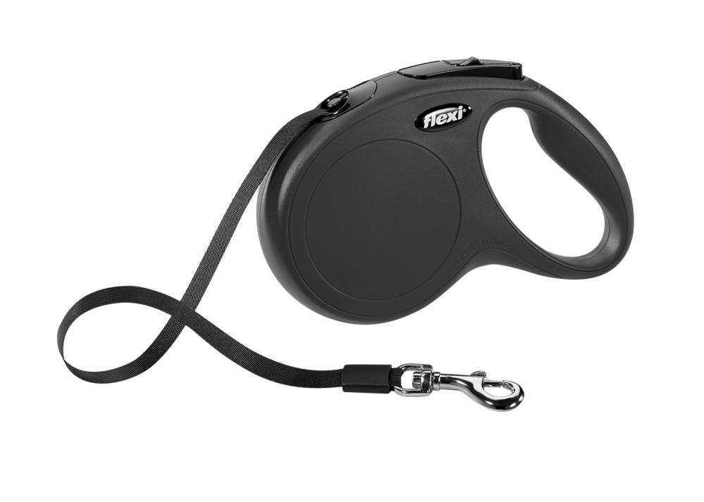 Guia Retrátil Flexi Cães New Classic Fita Preto - Tam. P