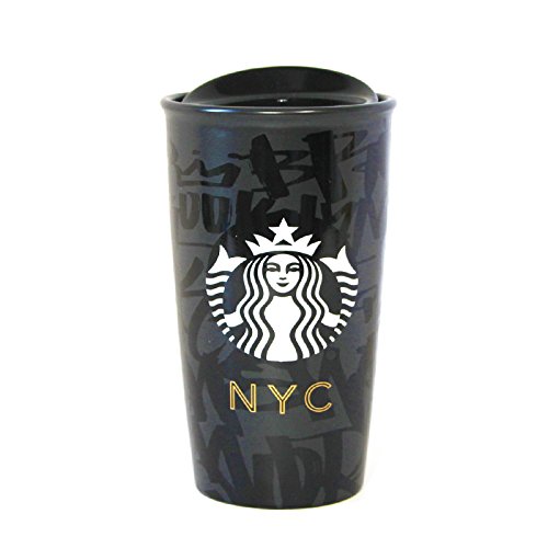 Starbucks 2015 NYC Siren Double Wall Traveler Black 12 Oz thumbnail