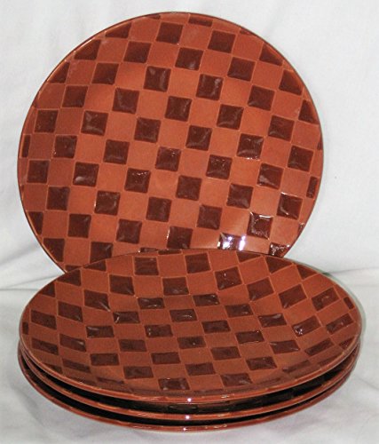 Sango Checkers Sienna 8 1/4 Inch Salad Plate 5105, Set of 4
