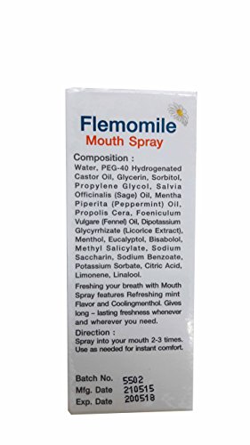 Flemomile Mouth Spray, Mouth Spray with Chamomile and Propolis, for Moisturizing and Refreshing. Sugar Free, Alcohol Free. (10 Ml/ Pack) thumbnail