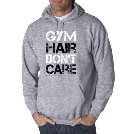 True Way 1455 - Adult Hoodie Gym Hair Don T Care Workout Exercise Fitness Health Sweatshirt 3XL Heather Grey