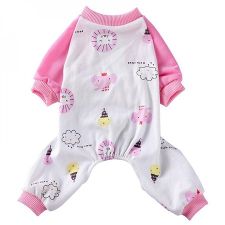 Sonbest Cute Printed Small Dogs Pajamas for Small Dogs Cat Clothes Puppy Jumpsuit Dog Coat for Chihuahua Pomeranian Dogs Clothing Shirt Pink XS