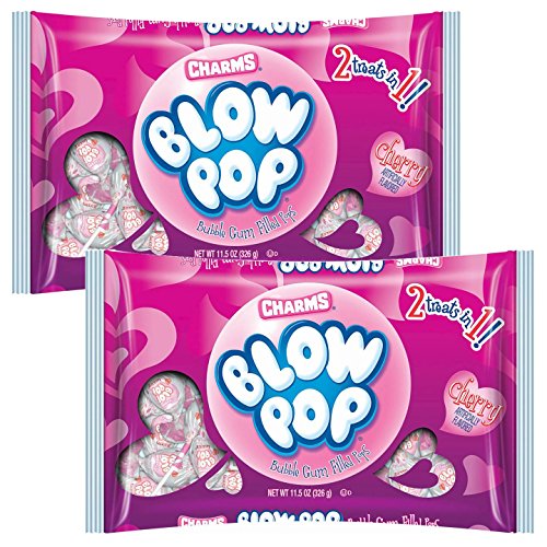 2 Packages Blow Pop Bubble Gum Filled Valentines Pops 11.5 Oz
