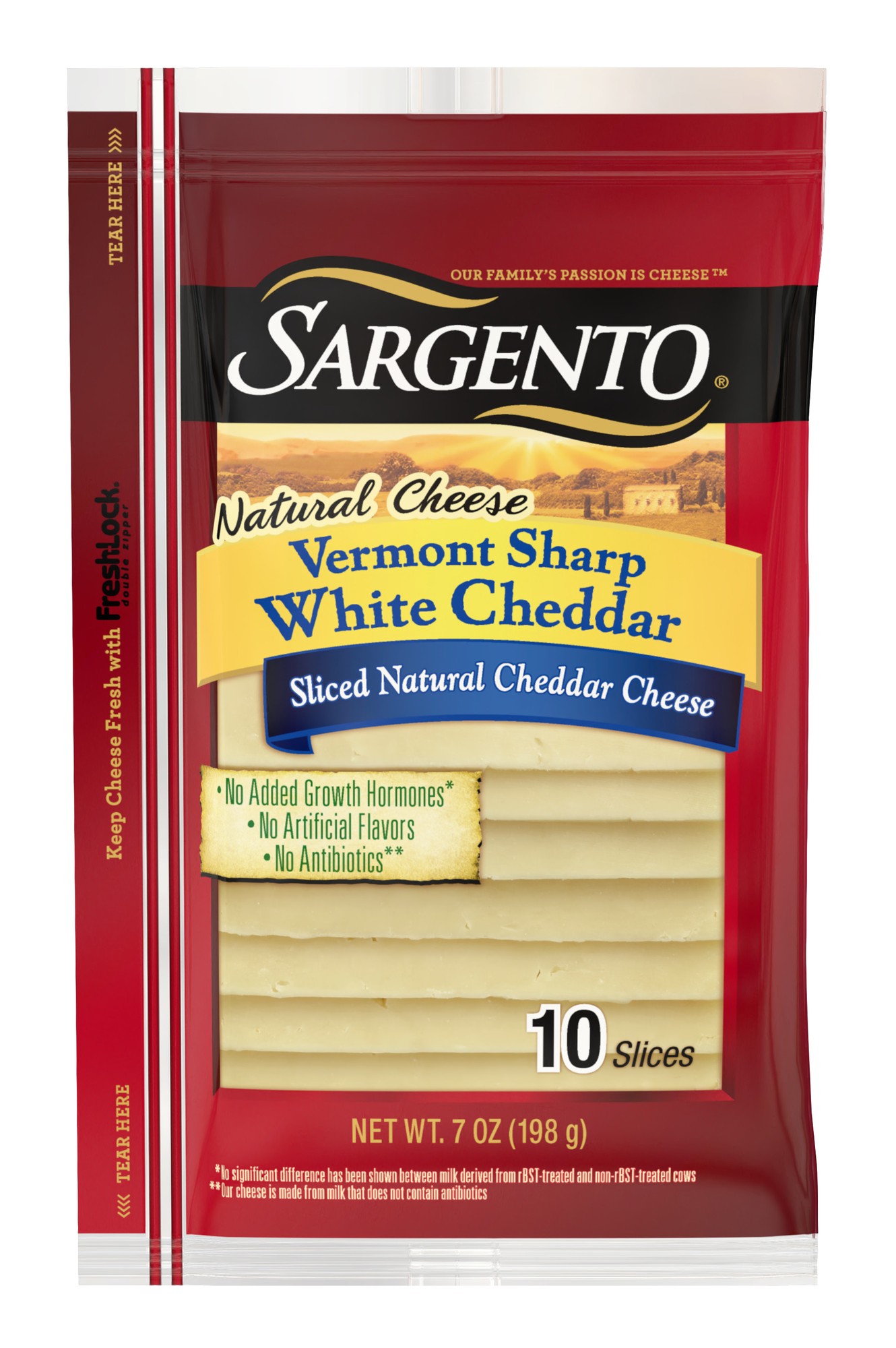 Vermont Sharp White Cheddar Sliced Natural Cheese, Vermont Sharp White Cheddar