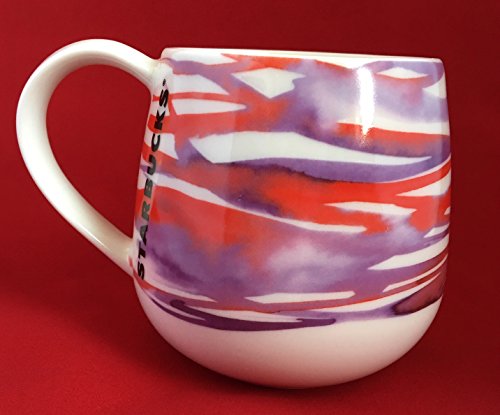 Starbucks Red & Purple Watercolor Coffee Mug -- 12 Oz RARE thumbnail
