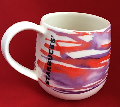 Starbucks Red & Purple Watercolor Coffee Mug -- 12 Oz RARE thumbnail