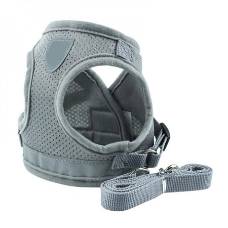 MEROTABLE Pet Dog Harness Leash Set Reflective Safety Vest for Small Medium Dogs Cat Gray S