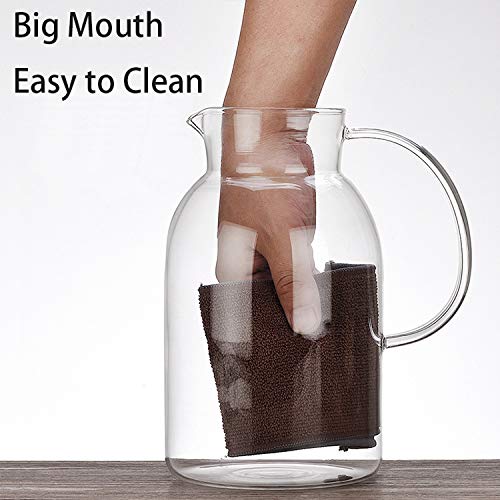 0.5 Gallon/68 Oz Glass Carafes Pitcher with Lid BPA-FREE Mix Drinks Water Jug for Hot/Cold Lemonade Juice Beverage Jar Ice Tea Kettle (68oz Stainless thumbnail