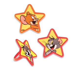 TOM and JERRY Cat MOUSE Cartoon (24) CUPCAKE Cake POPS Party TOPPER Favor RINGS