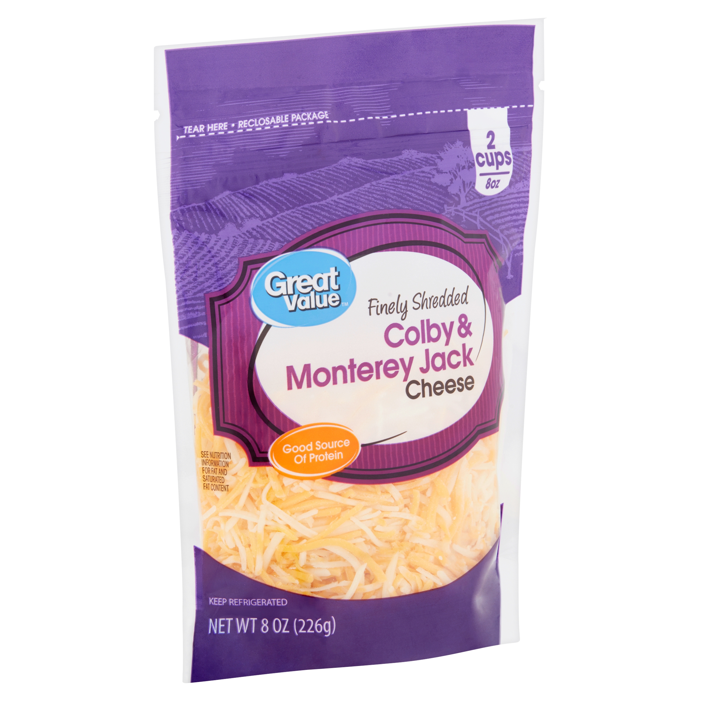 Great Value Finely Shredded Colby & Monterey Jack Cheese, 8 Oz Image
