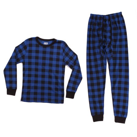 At the Buzzer Thermal Underwear Set for Boys (Blue - Buffalo Plaid  Boys 5-6)