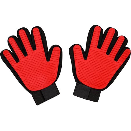 2 Pairs Pet Hair Gloves Brush Remover Dog Cat Comb Fur Mitt Massage Grooming Bath(Red) Sale 4081