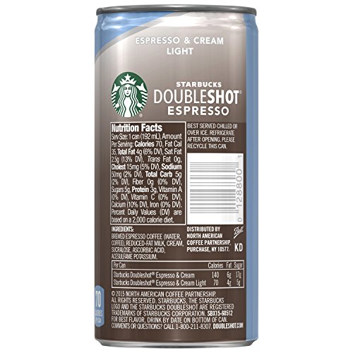 Starbucks Doubleshot Espresso & Cream Light Premium Iced Coffee Drink  6.5 Fl Oz Cans  12 Count thumbnail