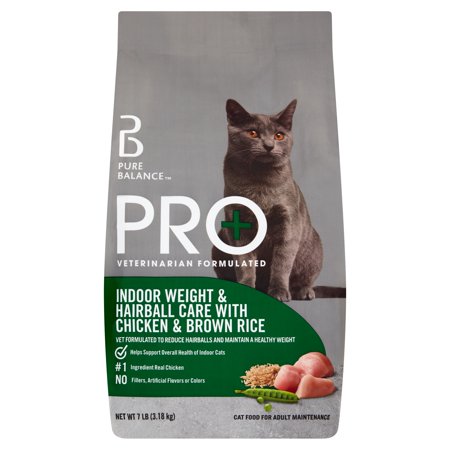 Pure Balance Pro+ Indoor Weight & Hairball Care Chicken & Brown Rice Dry Cat Food  7 Lbs