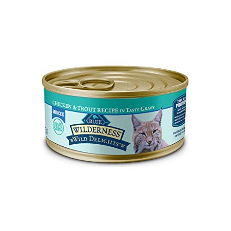 Blue Buffalo Wilderness Wild Delights High Protein Grain Free  Natural Adult Minced Wet Cat Food  5.5-oz (Pack of 24)
