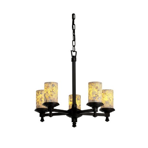 Justice Design ALR-8530-10-CROM Alabaster Rocks - Five Light Deco Chandelier, Choose Finish: Polished Chrome Finish, Choose Lamping Option: Standard L