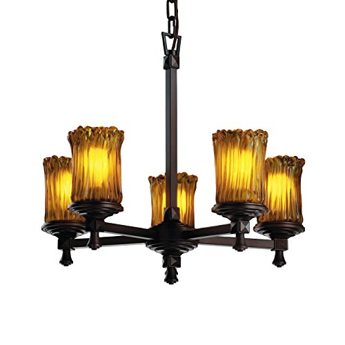 Justice Design Group GLA-8530-16-AMBR-DBRZ Veneto Luce Collection Deco 5-Light Chandelier