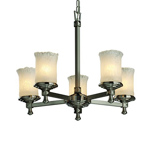 Justice Design Group GLA-8530-16-WHTW-MBLK Veneto Luce Collection Deco 5-Light Chandelier
