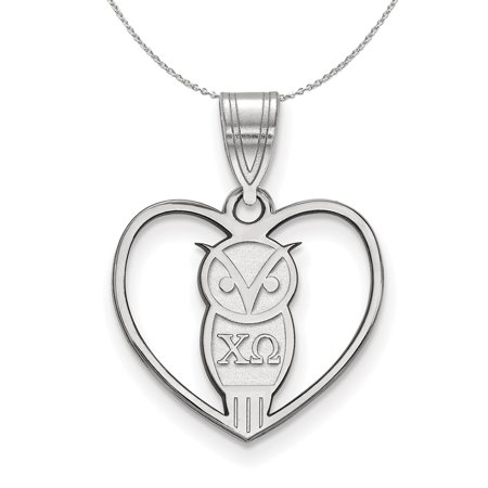 The Black Bow Sterling Silver Chi Omega Heart Pendant Necklace - 16 Inch