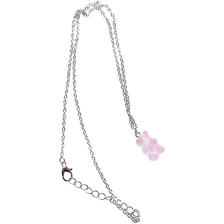 WESTOCEAN Cute Gummy Bears Necklace Resin Gummy Bear Pendant Necklace Iron Chain Jewelry for Women Girls