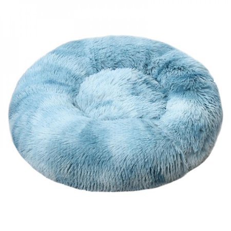MEROTABLE Winter Warm Round Plush Dog Beds Kennel Warm Fleece Dog Bed for Medium Small Dogs Cats Light Blue 40cm