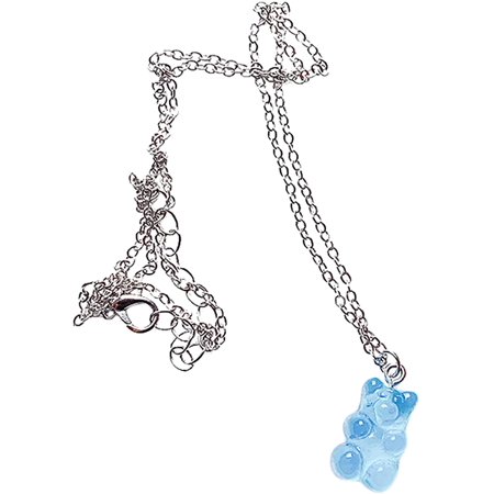 WESTOCEAN Cute Gummy Bears Necklace Resin Gummy Bear Pendant Necklace Iron Chain Jewelry for Women Girls