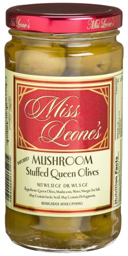 Miss Leone's Stuffed Queen Olives: Mushroom, Artichoke, Grill Roasted Red Pepper, 12-Ounce Jars (Pack of 3) thumbnail
