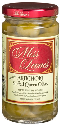 Miss Leone's Stuffed Queen Olives: Mushroom, Artichoke, Grill Roasted Red Pepper, 12-Ounce Jars (Pack of 3) thumbnail