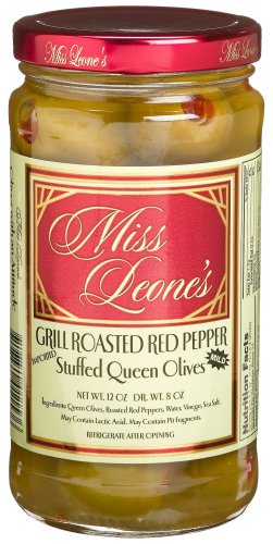 Miss Leone's Stuffed Queen Olives: Mushroom, Artichoke, Grill Roasted Red Pepper, 12-Ounce Jars (Pack of 3) thumbnail