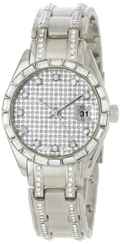 Geneve Elegante Men's GEN-5075-Silver Classic Crystal Baguette and Rhinestone Encrusted Watch