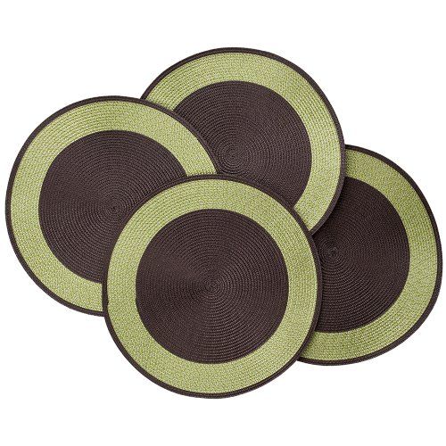 Benson Mills Montenegro Round Placemat, Chocolate-Green, Set of 4