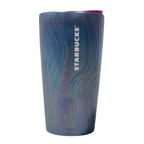 Starbucks Authentic 2021 Ceramic Double Walled Tumbler 12 Oz (Swirl Shimmer Blue)