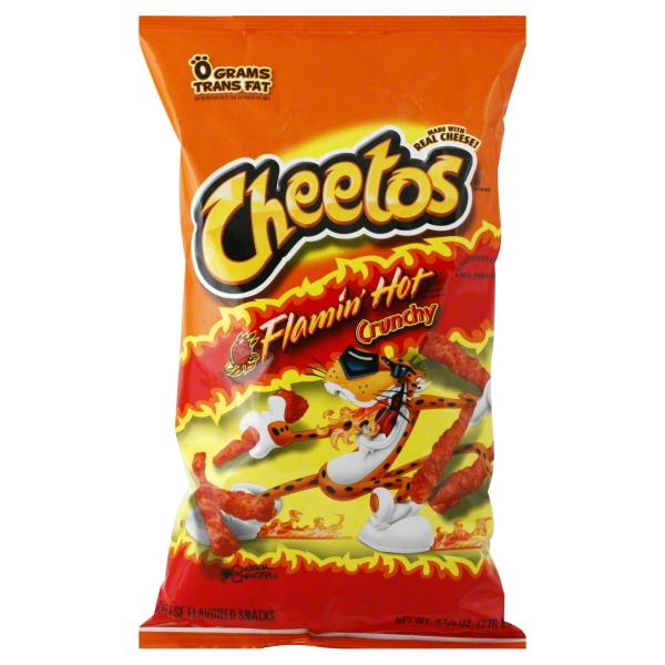 Diet info for Cheetos Cheese Flavored Snacks, Crunchy Flamin' Hot, 9.5 ...