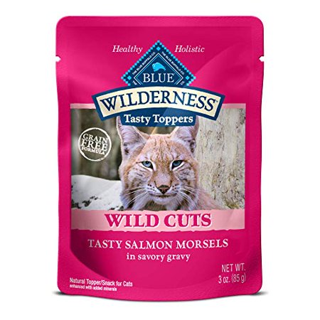 Blue Buffalo Wilderness High Protein Grain Free  Natural Wild Cuts Adult Wet Cat Food Pouch  Salmon 3-oz Pouches (Pack of 24)